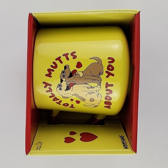 Hoomans Pawsitive Vibes Totally Mutts About You Coffee Tea Mug Red Yellow 16oz - Picture 3 of 9